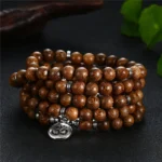 Multilayer 108 Wood Beads Lotus OM Bracelet